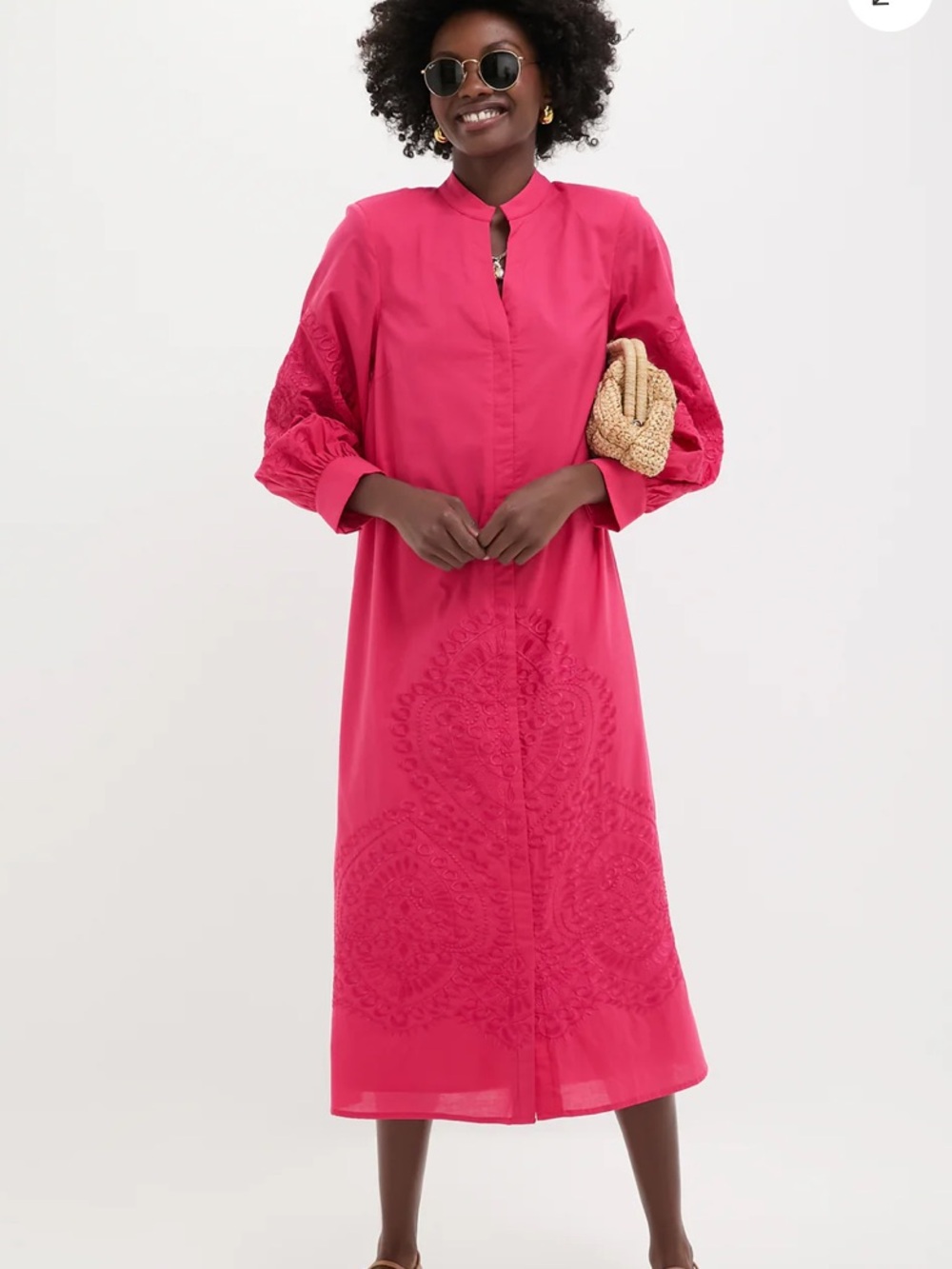 Hyacinth House Guava Embroidered Wisteria Caftan